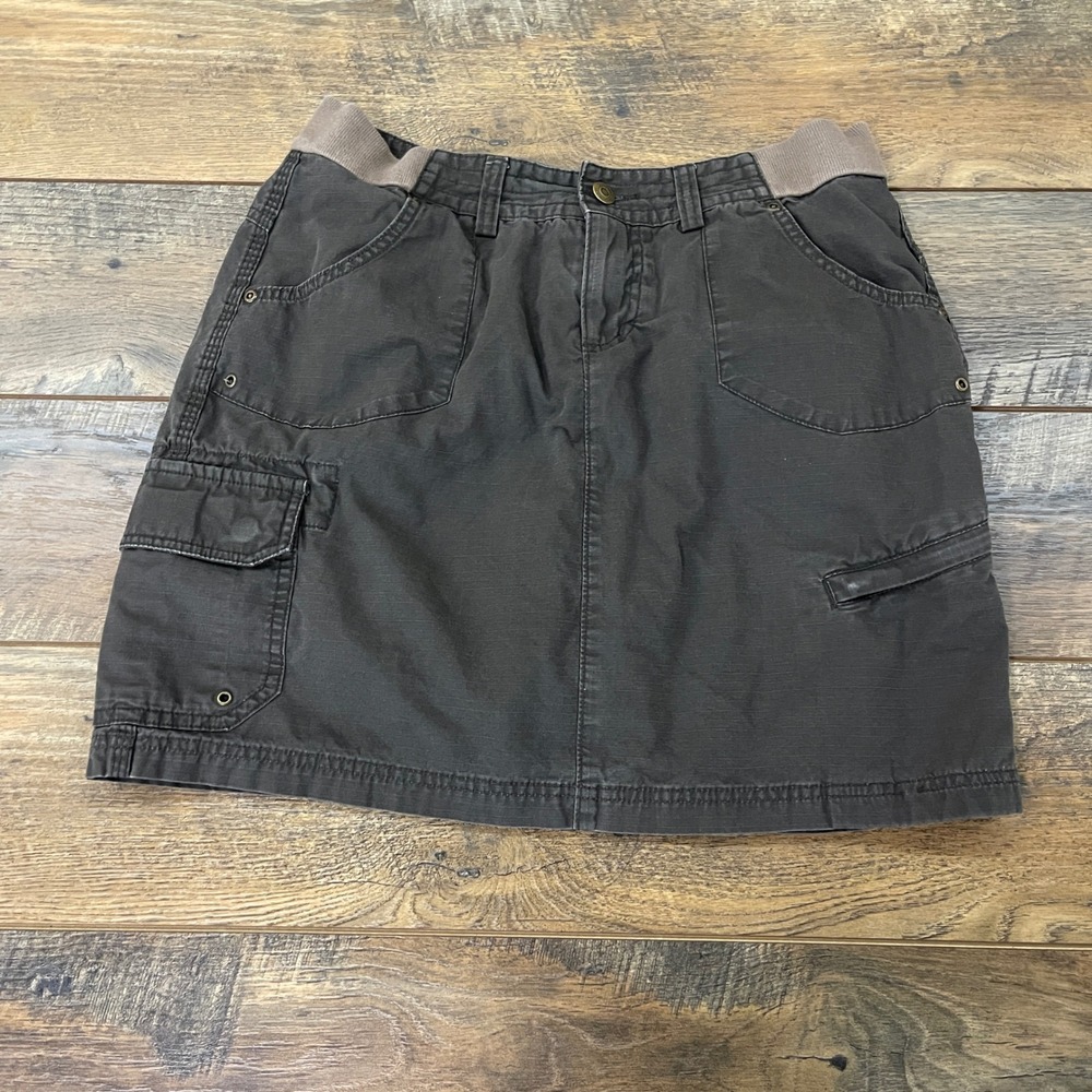 Duluth Trading Co Womens Cargo Skort Brown Cotton Mini Skirt Size 8 Gorpcore